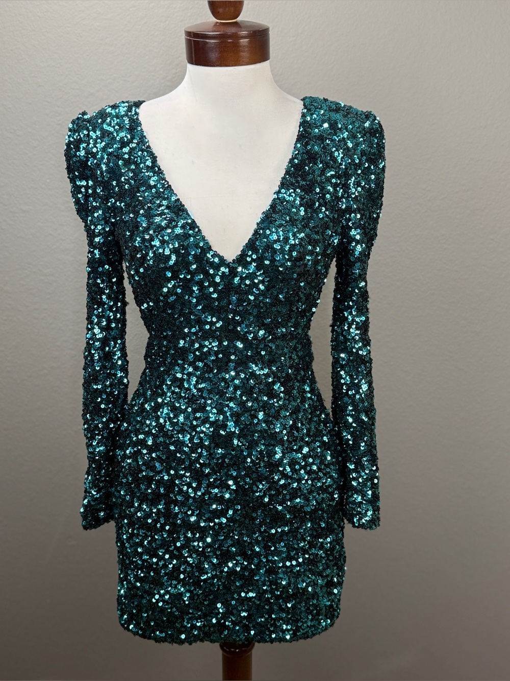Lulus Brand New You Teal Blue Sequin Bodycon Mini Dress Sz XS Party Evening - Picture 2 of 14